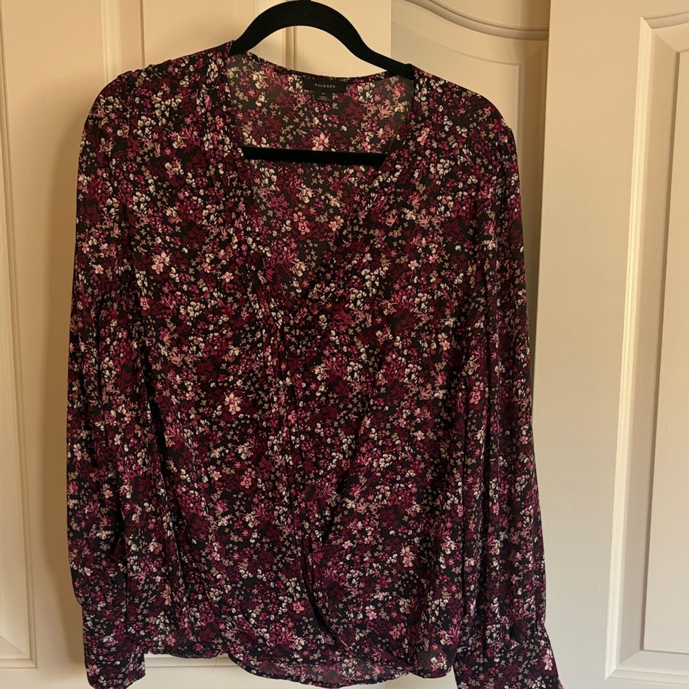 Halogen Floral Blouse - Black and Pink